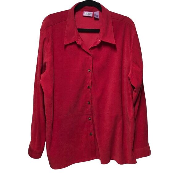 Premier International ladies plus‎ 2XL Red button up Long Sleeve Faux Suede - Picture 1 of 7